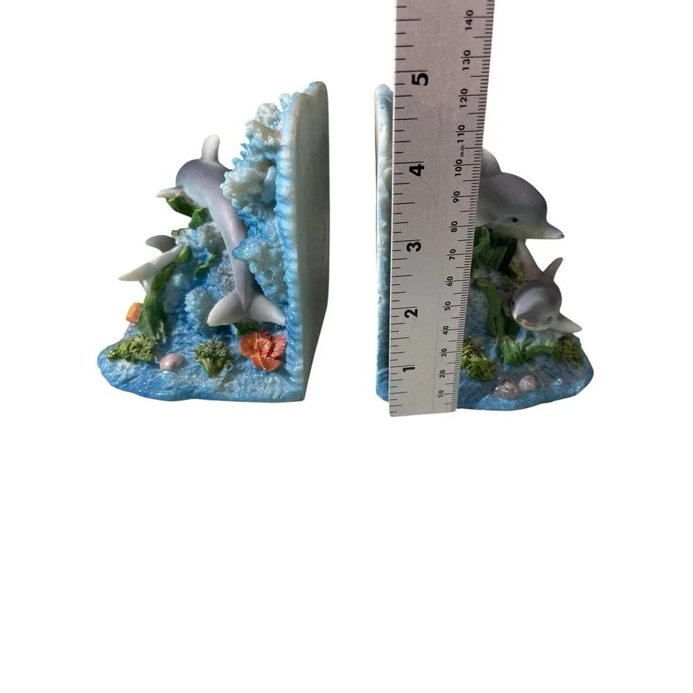 Dolphin 90s Nostalgia Bookends Set Figurine Y2K Coral Ocean Book End